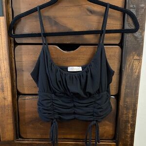 Black Ruched Crop Top